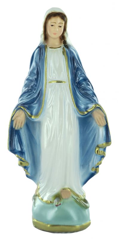 statua madonna miracolosa in gesso madreperlato dipinta a mano - 15 cm