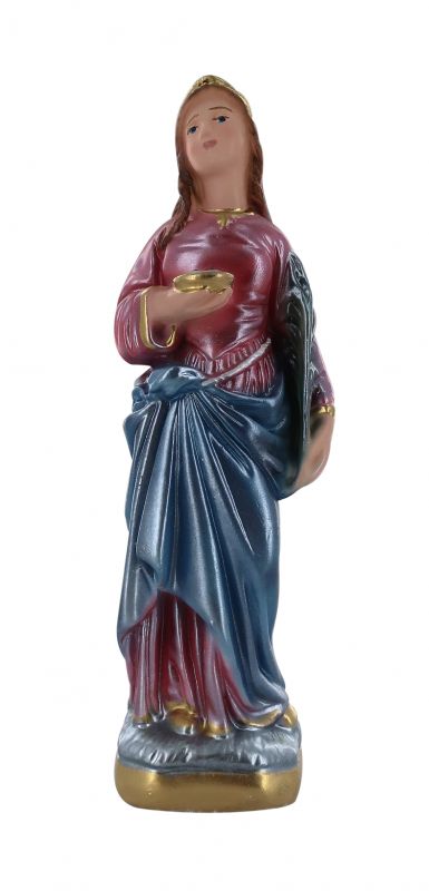 statua santa lucia in gesso madreperlato dipinta a mano - 15 cm