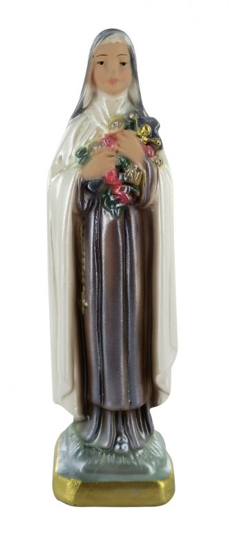 statua santa teresa di lisieux in gesso madreperlato dipinta a mano - 15 cm