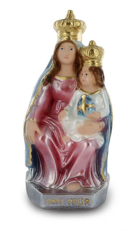 statua madonna novi velia in gesso madreperlato dipinta a mano - 18 cm