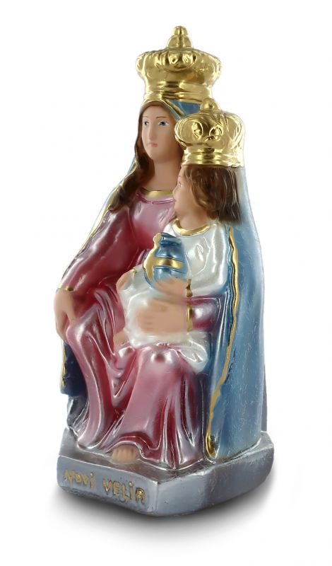 statua madonna novi velia in gesso madreperlato dipinta a mano - 18 cm