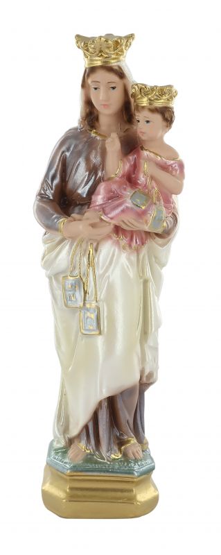 statua madonna del carmine in gesso madreperlato dipinta a mano - circa 20 cm