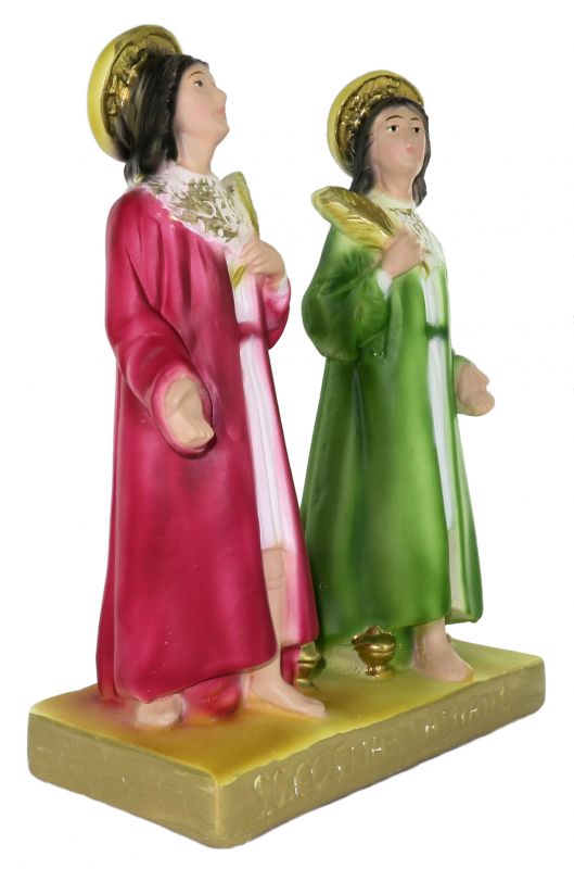 statua santi cosma e damiano in gesso dipinta a mano - 20 cm