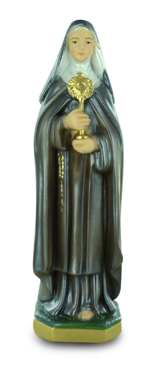 statua santa chiara in gesso madreperlato dipinta a mano - 20 cm
