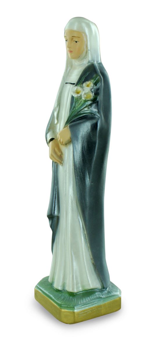 statua santa caterina da siena in gesso madreperlato dipinta a mano - circa 20 cm