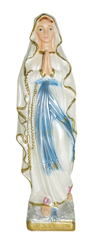 statua madonna di lourdes in gesso madreperlato dipinta a mano - 20 cm