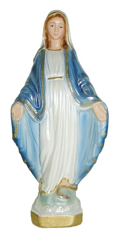 statua madonna miracolosa in gesso madreperlato dipinta a mano - 20 cm