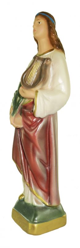 statua santa cecilia in gesso madreperlato dipinta a mano - 20 cm