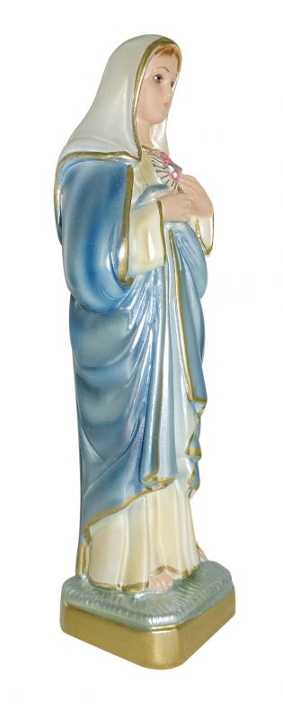 statua sacro cuore di maria in gesso madreperlato dipinta a mano - 20 cm