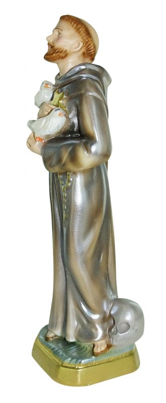 statua san francesco in gesso madreperlato dipinta a mano - 20 cm