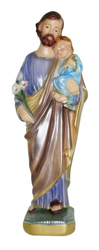statua san giuseppe in gesso madreperlato dipinta a mano - 20 cm