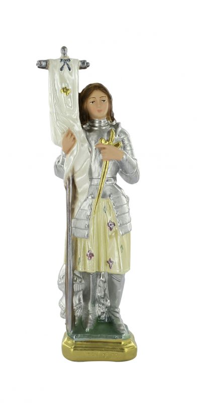 statua santa giovanna d'arco in gesso madreperlato dipinta a mano - circa 25 cm