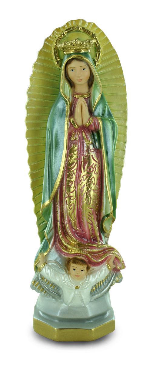 statua madonna di guadalupe in gesso madreperlato dipinta a mano - 25 cm