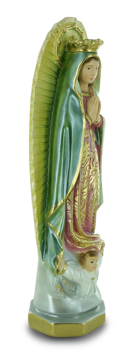 statua madonna di guadalupe in gesso madreperlato dipinta a mano - 25 cm