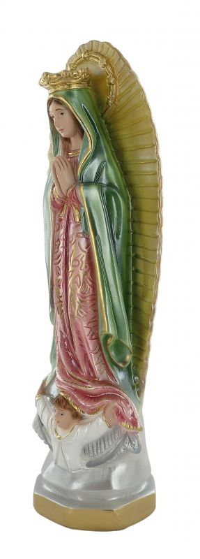 statua madonna di guadalupe in gesso madreperlato dipinta a mano - 25 cm