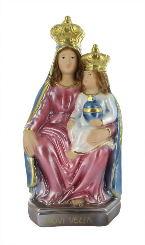 statua madonna novi velia in gesso madreperlato dipinta a mano - 25 cm