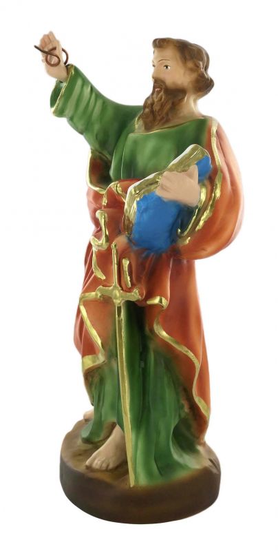 statua san paolo con serpente, in gesso dipinta a mano - 25 cm