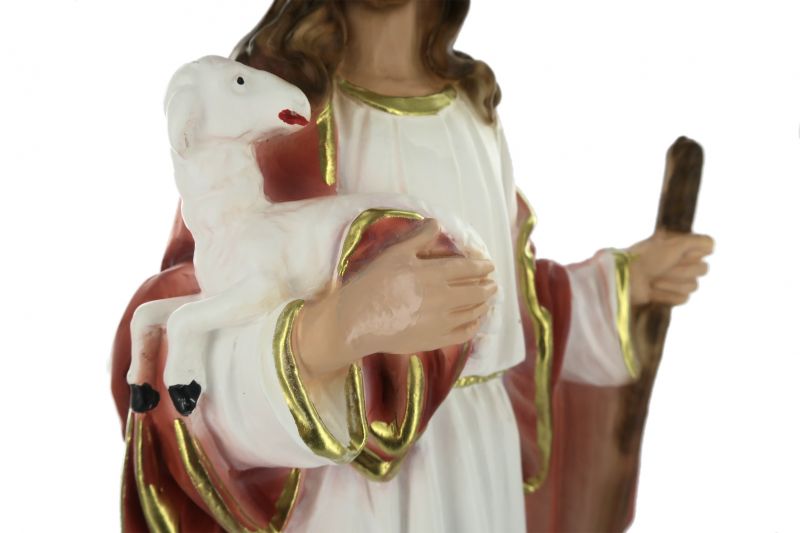 statua gesù buon pastore in gesso dipinta a mano - 30 cm