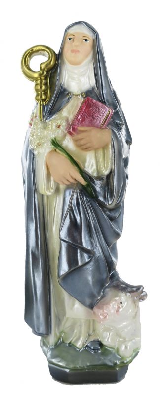 statua santa brigida d irlanda in gesso madreperlato dipinta a mano - 30 cm