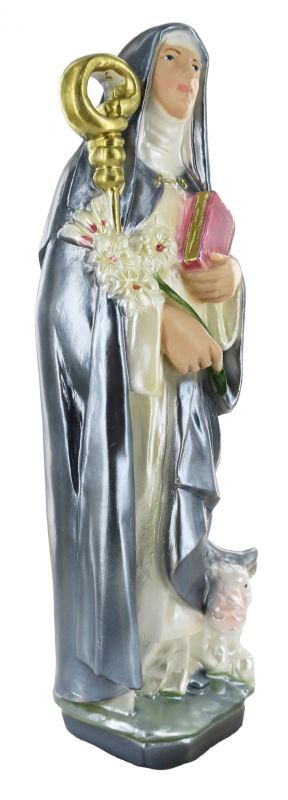 statua santa brigida d irlanda in gesso madreperlato dipinta a mano - 30 cm