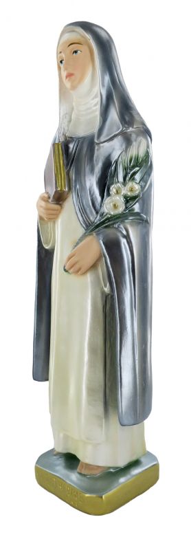 statua santa caterina da siena in gesso madreperlato dipinta a mano - circa 30 cm