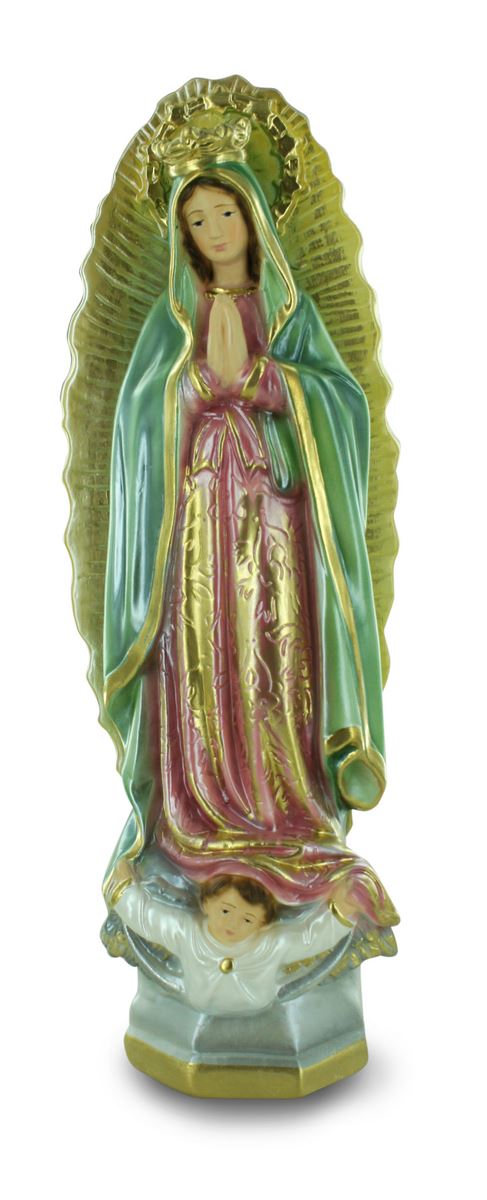 statua madonna di guadalupe in gesso madreperlato dipinta a mano - circa 30 cm