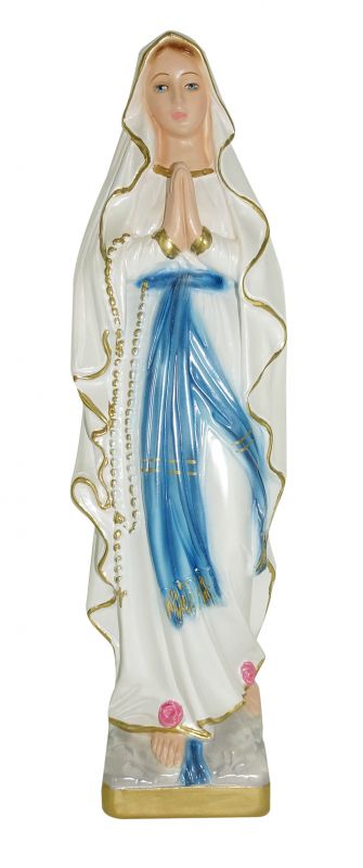 statua madonna di lourdes in gesso madreperlato dipinta a mano - 30 cm