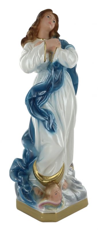 statua madonna con angeli in gesso madreperlato dipinta a mano, immacolata concezione di murillo - 30 cm