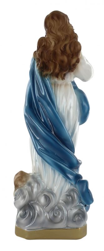 statua madonna con angeli in gesso madreperlato dipinta a mano, immacolata concezione di murillo - 30 cm
