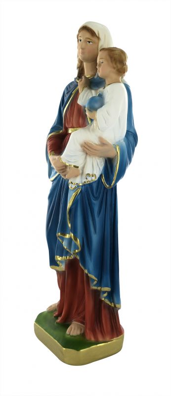 statua madonna con bambino in gesso dipinta a mano - 30 cm