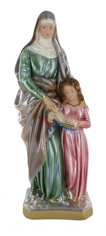 statua sant anna in gesso madreperlato dipinta a mano - 30 cm