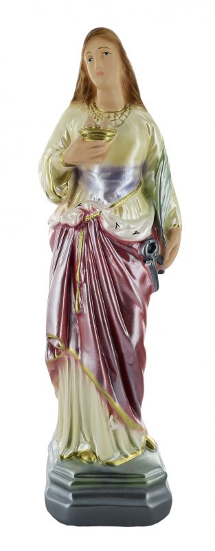 statua di sant'agata, gesso madreperlato, statua dipinta a mano, veste rosa, 30 cm