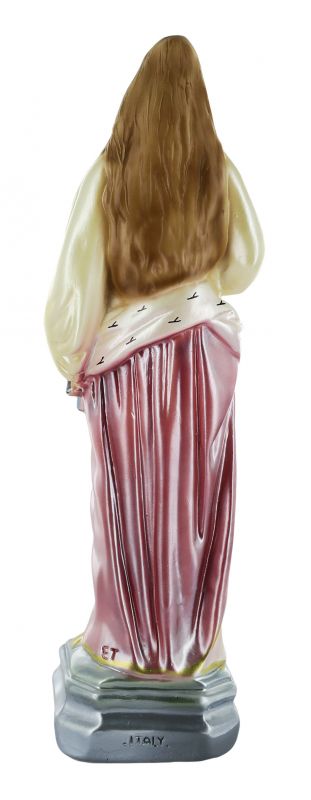 statua di sant'agata, gesso madreperlato, statua dipinta a mano, veste rosa, 30 cm