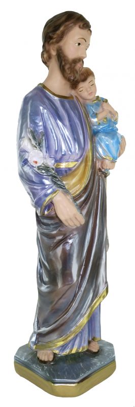 statua san giuseppe in gesso madreperlato dipinta a mano - 30 cm