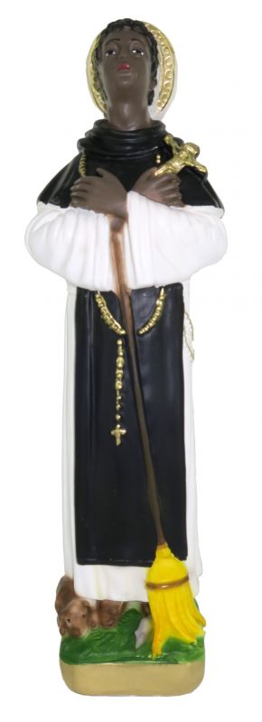 statua san martino de porres in gesso dipinta a mano - circa 30 cm