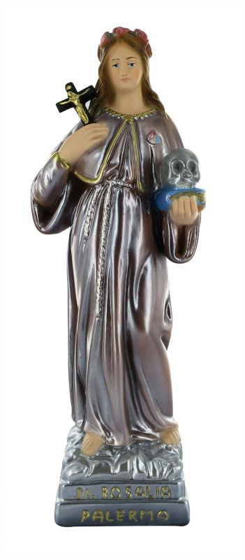statua santa rosalia in gesso madreperlato dipinta a mano - 30 cm