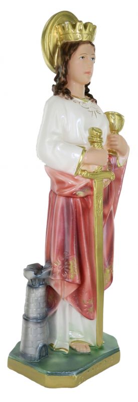 statua santa barbara in gesso madreperlato dipinta a mano - 35 cm
