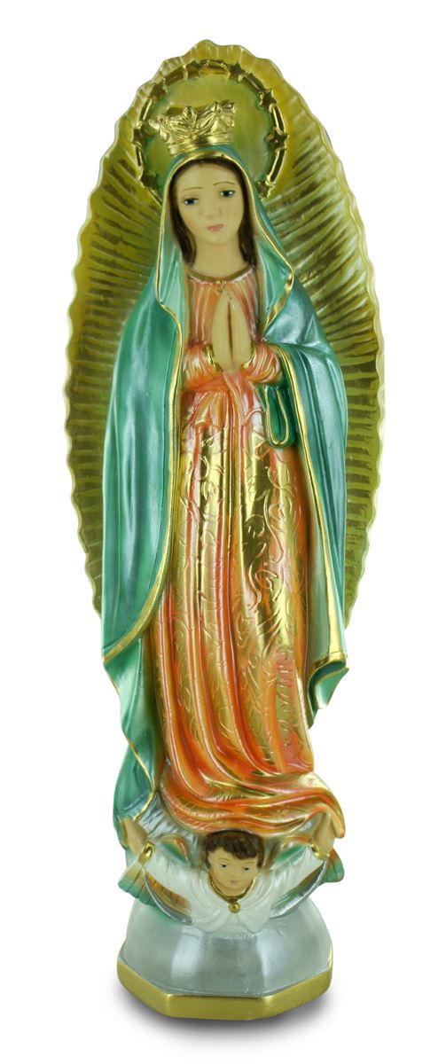 statua madonna di guadalupe in gesso madreperlato dipinta a mano - 40 cm