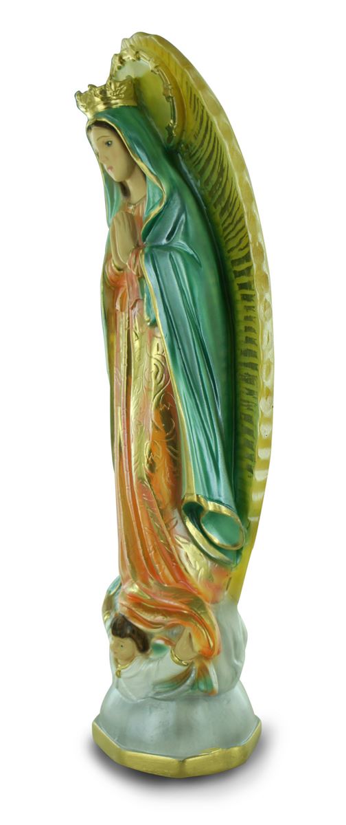 statua madonna di guadalupe in gesso madreperlato dipinta a mano - 40 cm