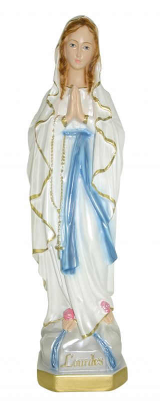 statua madonna di lourdes in gesso madreperlato dipinta a mano - 40 cm