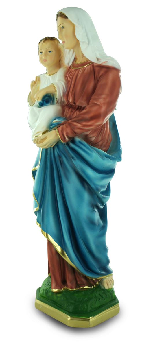 statua madonna con bambino in gesso dipinta a mano - 40 cm