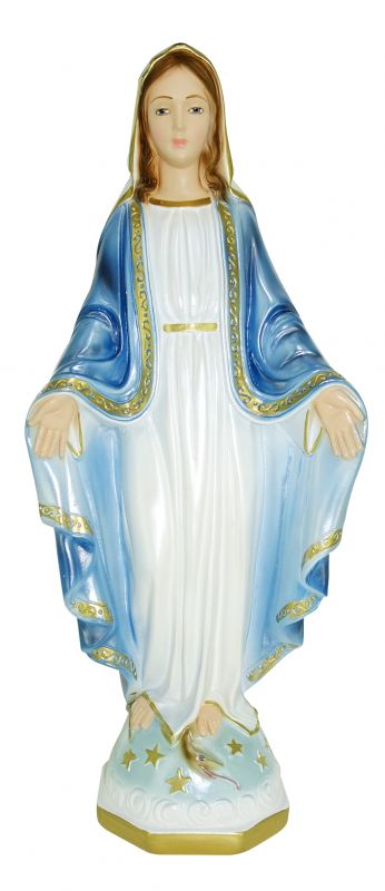 statua madonna miracolosa in gesso madreperlato dipinta a mano - 40 cm