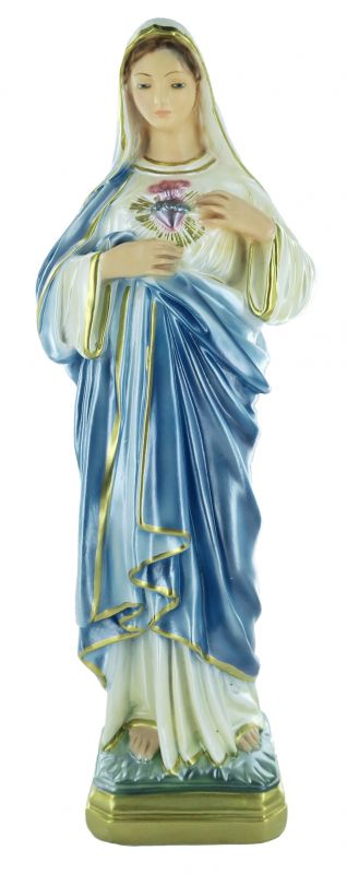 statua sacro cuore di maria in gesso madreperlato dipinta a mano - 40 cm