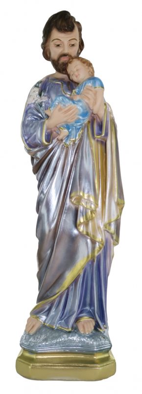 statua san giuseppe in gesso madreperlato dipinta a mano - 40 cm