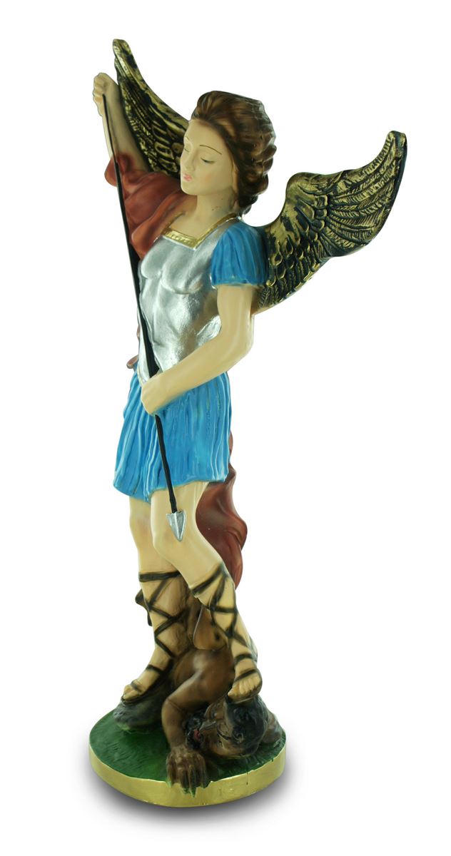 statua san michele in gesso dipinta a mano - 40 cm
