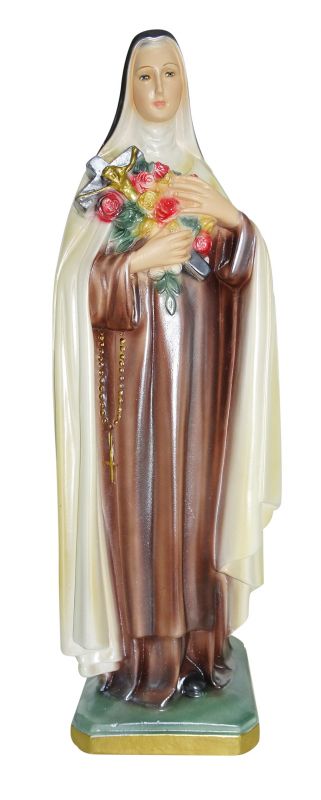 statua santa teresa in gesso madreperlato dipinta a mano - 40 cm