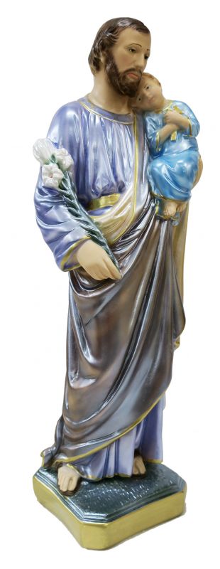 statua san giuseppe in gesso madreperlato dipinta a mano - 50 cm