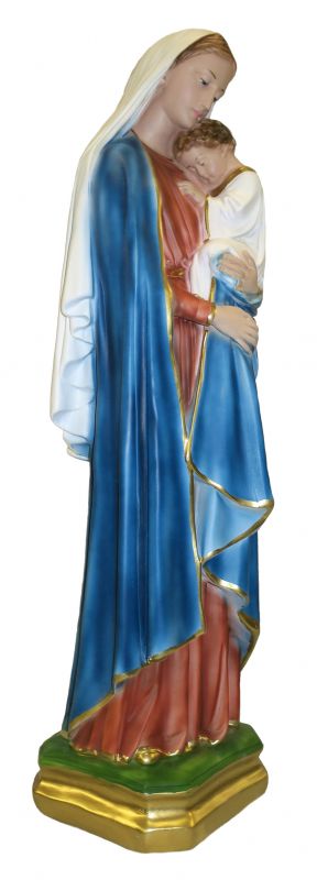 statua madonna con bambino in gesso dipinta a mano - 60 cm