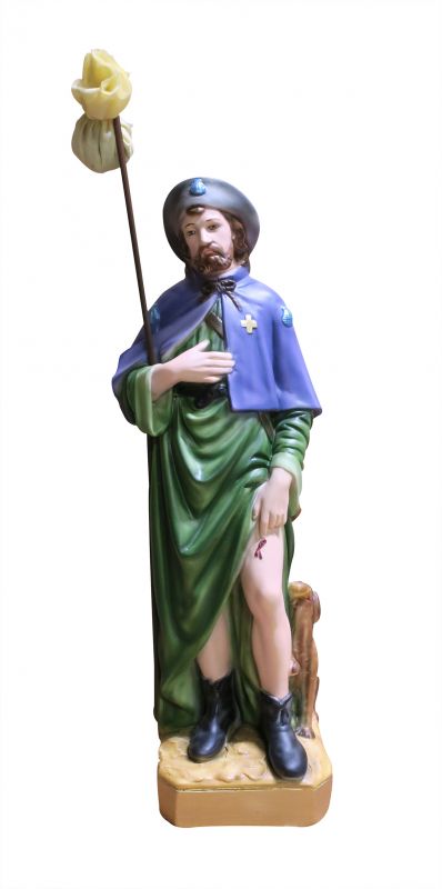 statua san rocco in gesso dipinta a mano - circa 60 cm