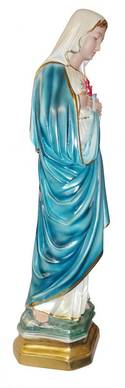 statua sacro cuore di maria in gesso madreperlato dipinta a mano - circa 60 cm